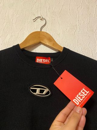 Jersey canalé negro Diesel