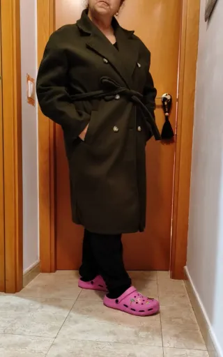 Abrigo paño liso kaki XXL