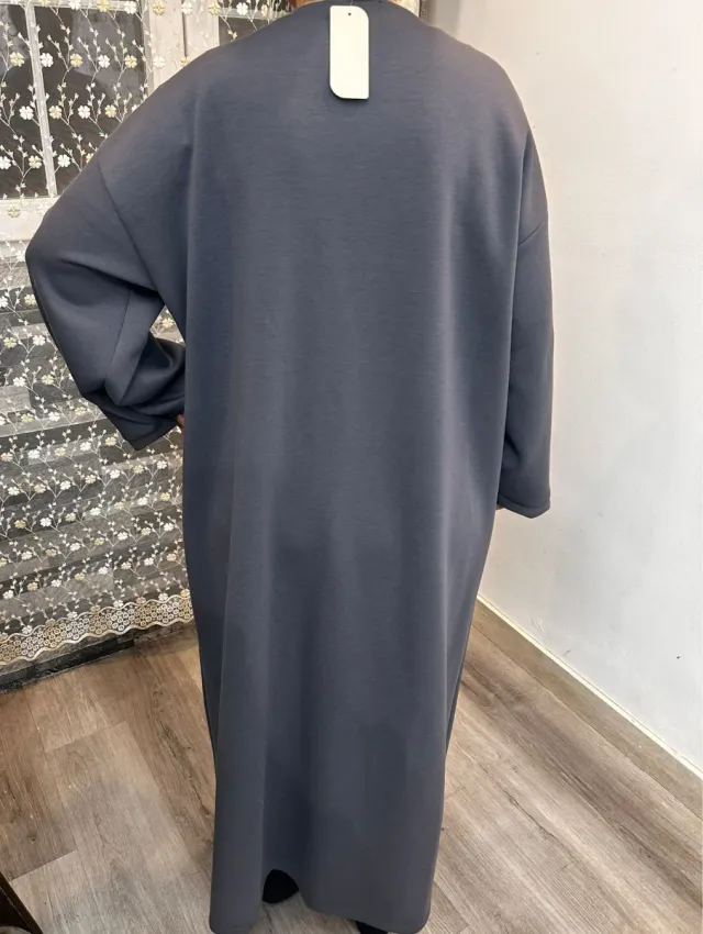 Chaqueta larga gris mujer