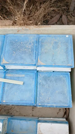 Bloques de vidrio azul para construcción