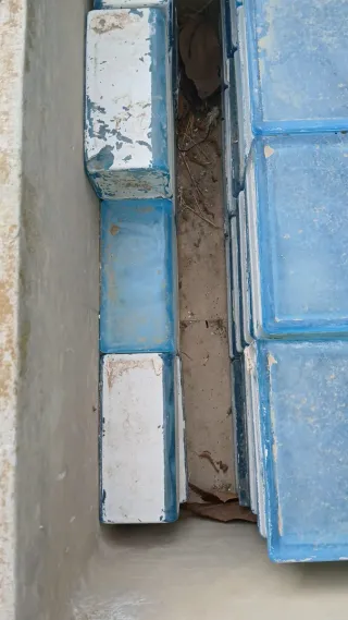 Bloques de vidrio azul para construcción