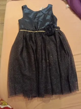 Vestido fiesta niña negro y plateado