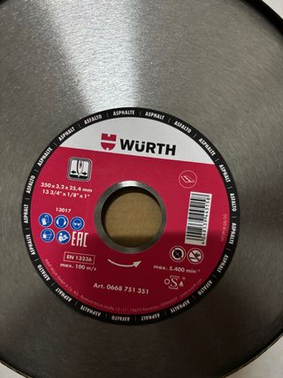 Disco Diamantato Wurth per Asfalto 350mm