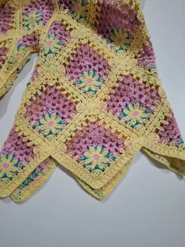 Vestido Ganchillo Mujer Rombo Flores Talla Única