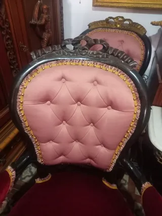 Sofá antiguo y 2 sillones madera y tela