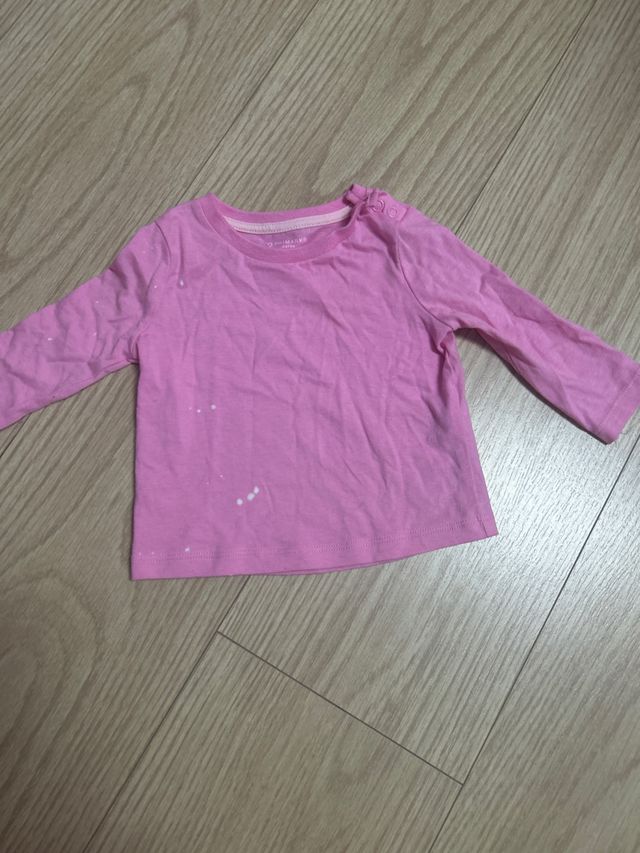 Camiseta bebé manga larga rosa