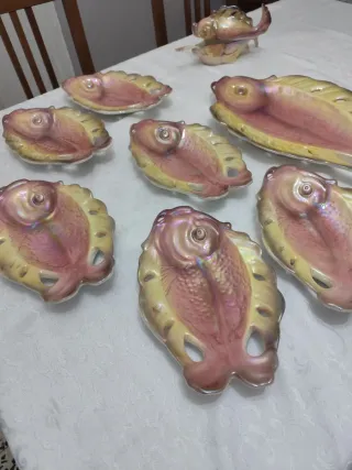 Servizio 8 piatti ceramica forma pesce