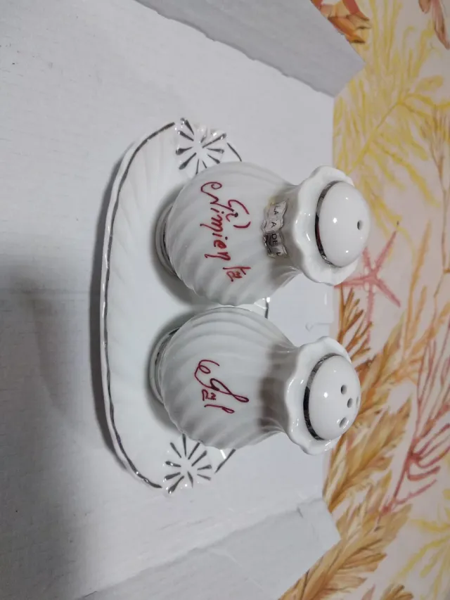 Salero y pimentero de porcelana
