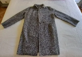 Abrigo mujer talla 40 gris y blanco