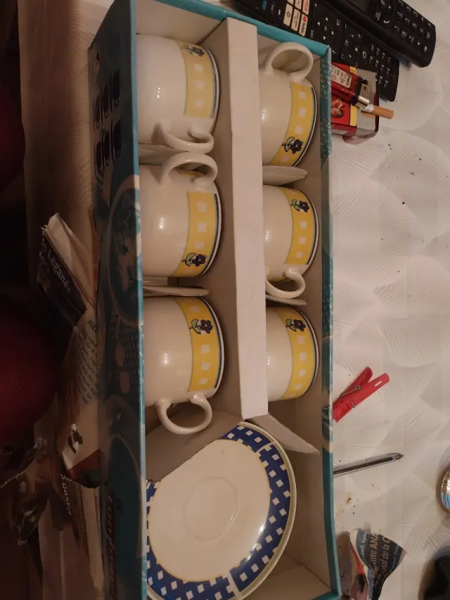 Juego 6 tazas café con platos