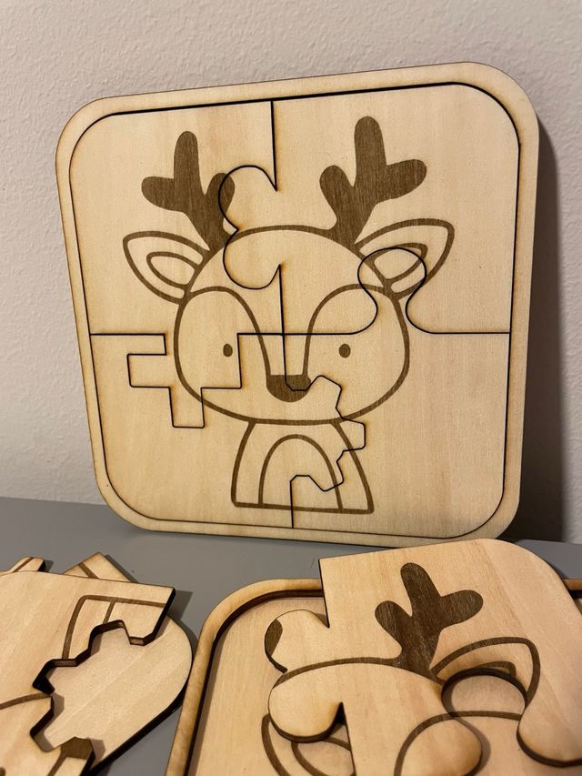 Puzzle Legno con Renna Natale per bambini