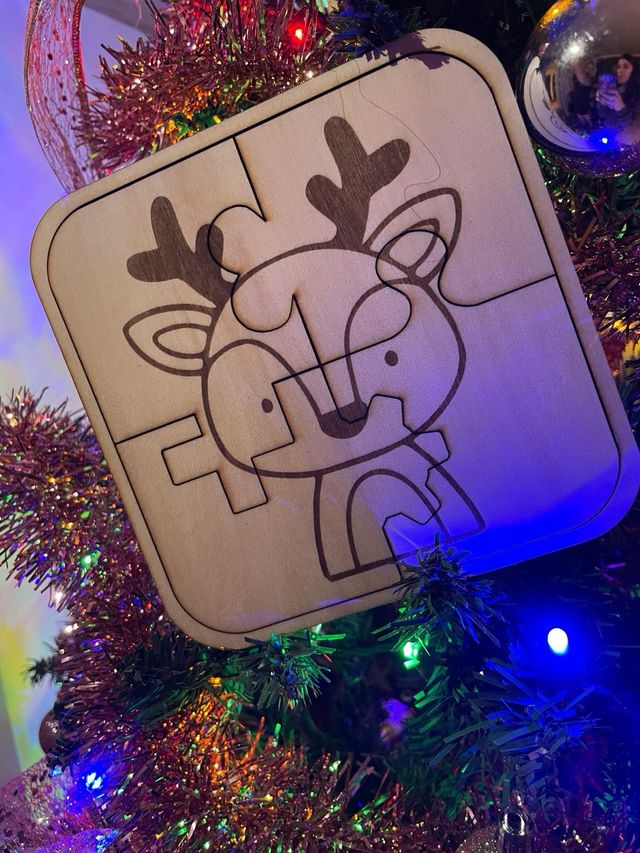 Puzzle Legno con Renna Natale per bambini