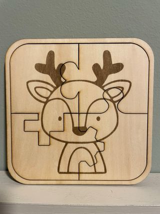 Puzzle Legno con Renna Natale per bambini