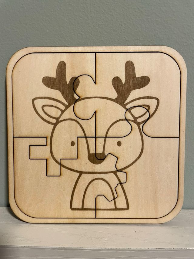 Puzzle Legno con Renna Natale per bambini