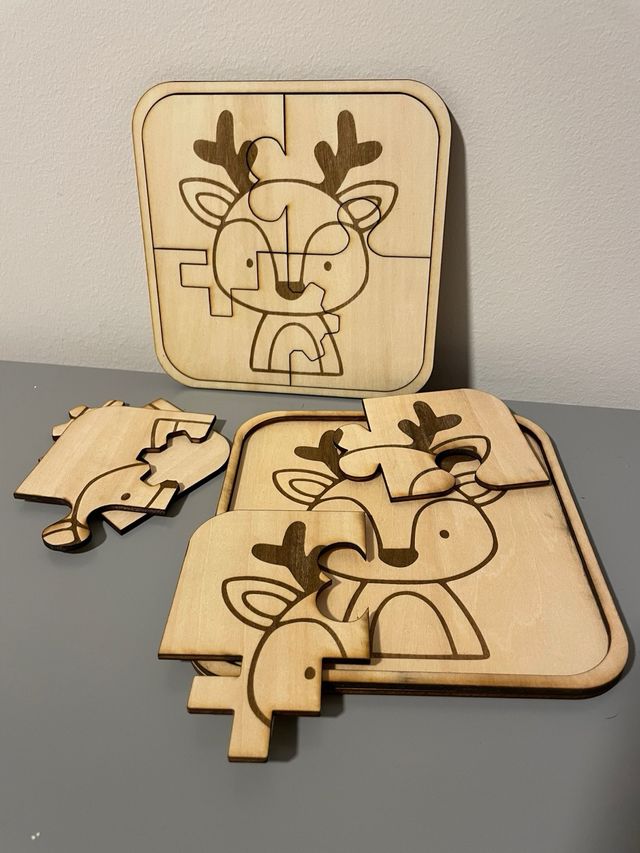 Puzzle Legno con Renna Natale per bambini