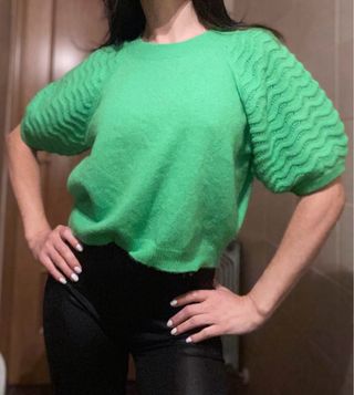 Tintoretto Jersey Manga Abullonada Verde Talla M