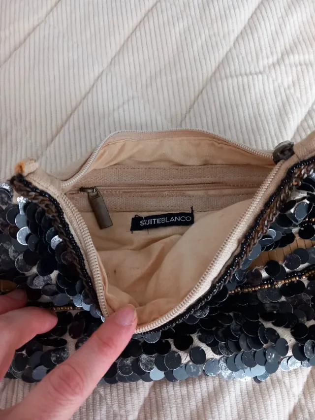 Bolso de fiesta lentejuelas negro y dorado