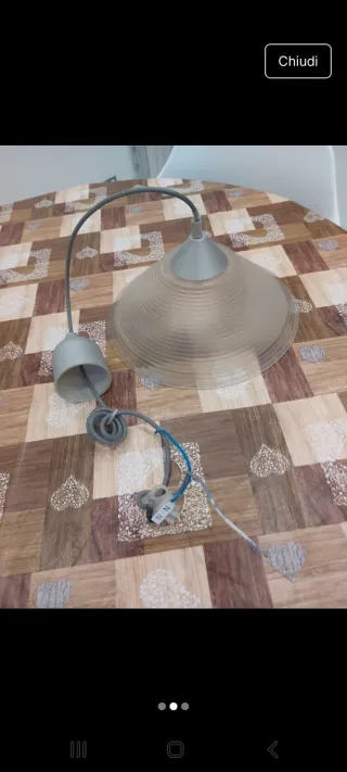 Lampadario cucina vetro e metallo