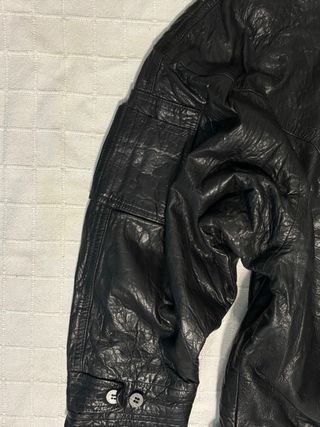 Chaqueta de cuero vintage negra XL