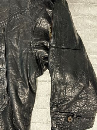 Chaqueta de cuero vintage negra XL