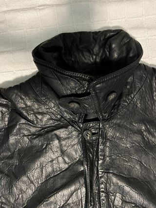 Chaqueta de cuero vintage negra XL