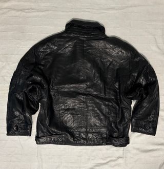 Chaqueta de cuero vintage negra XL