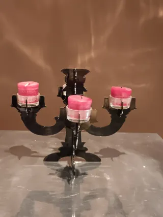 Candelabro negro fibra sintética