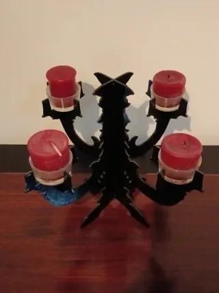 Candelabro negro fibra sintética