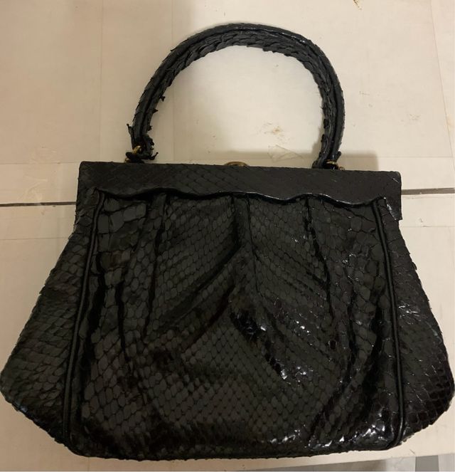 Borsetta pitone vintage anni '60 nera