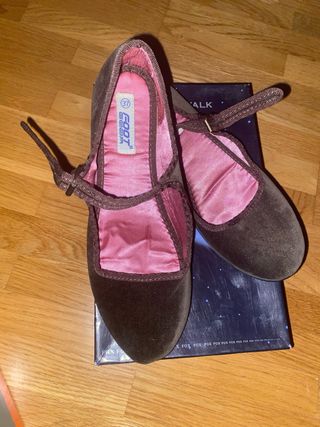 Bailarinas terciopelo marrón talla 37
