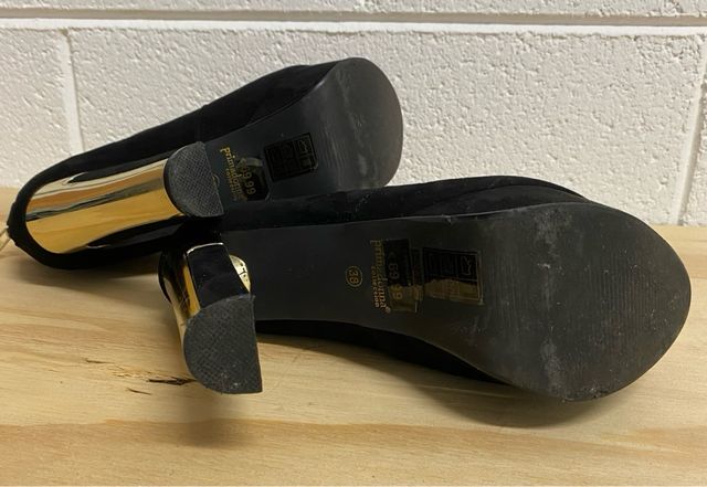 Scarpe eleganti donna tacco alto nero oro
