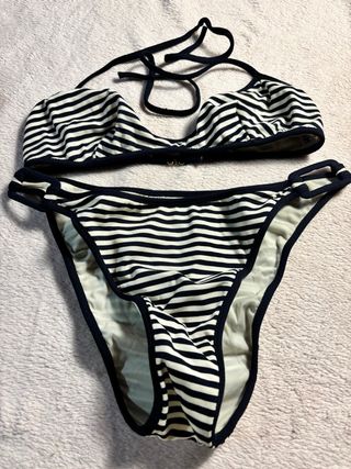 Bikini Moschino Rayas Azul y Blanco