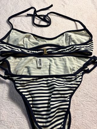 Bikini Moschino Rayas Azul y Blanco