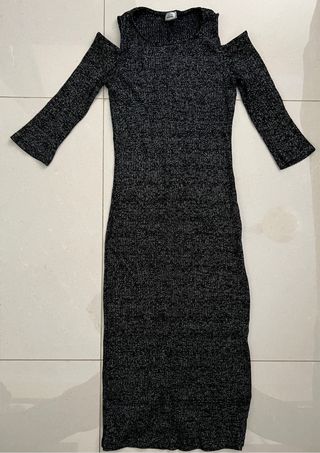 Vestido largo negro y gris