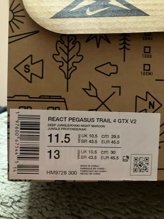 Nike React Pegasus Trail GTX V2 TALLA HA CAMBIADO