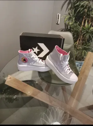 Converse Plataforma Gris y Rosa