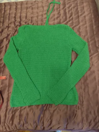 Jersey verde de punto con lazada