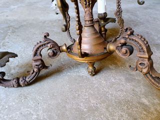 Candeeiro antigo suspenso de teto 3 lumes em latão