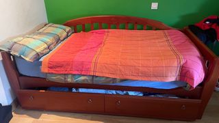 Colchon+Cama de madera de pino con cama supletoria