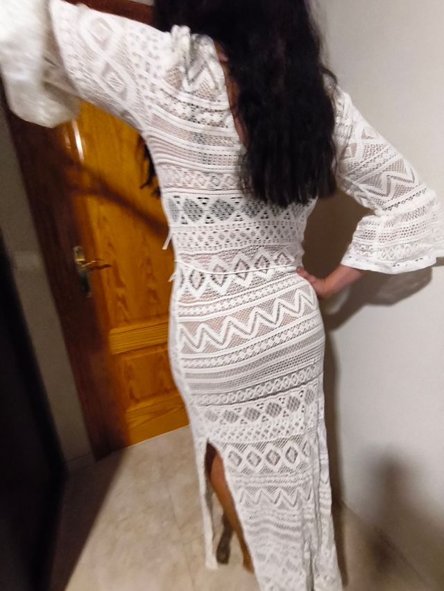 Vestido largo encaje blanco