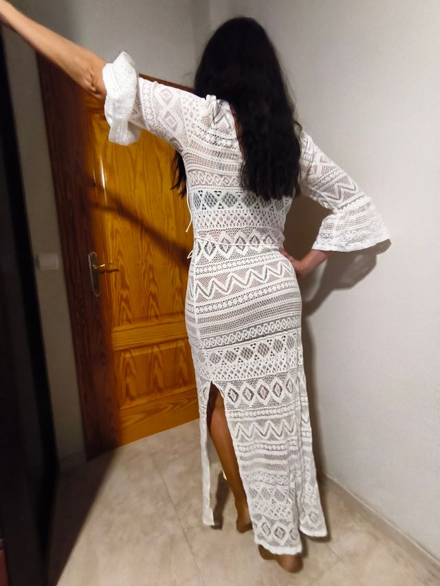 Vestido largo encaje blanco