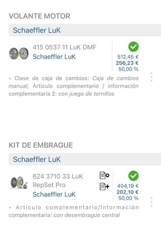 Kit Embrague y Volante Bimasa LUK 1.6 hdi, tdci...