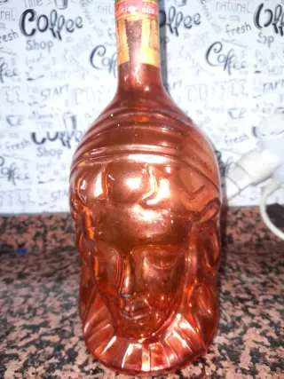 Botella Antigua Cara Guerrero Naranja