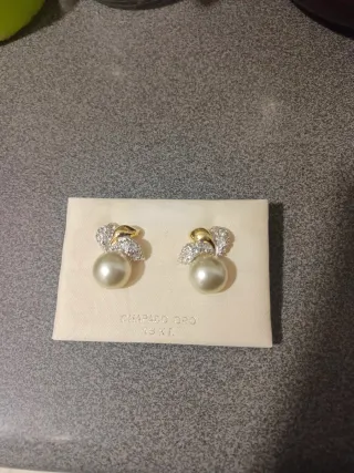 Pendientes Chapado Oro 18kt Perla y Circonitas