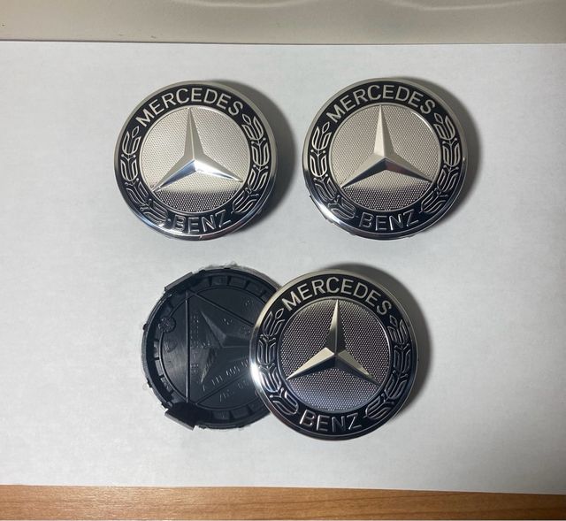 Pack Emblema Capot Tapabujes Mercedes negro plata