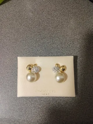 Pendientes Chapado Oro 18kt Perla y Circonitas
