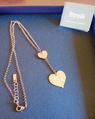 Stroili collana con ciondoli a cuore ottone rosato