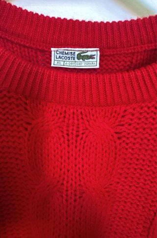 LACOSTE JERSEY ABRIGO VINTAGE ROJO HOMBRE MUJER XL