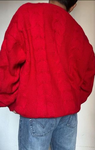 LACOSTE JERSEY ABRIGO VINTAGE ROJO HOMBRE MUJER XL