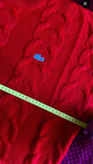 LACOSTE JERSEY ABRIGO VINTAGE ROJO HOMBRE MUJER XL